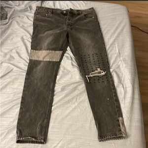 Ksubi Black Washed Patchwork Straight Jeans